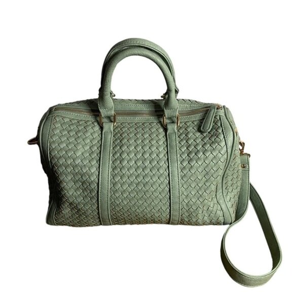 Urban Expressions Handbags - Urban Expressions Green Woven Weave Shoulder Satchel Tote Bag